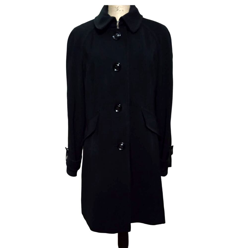 London Fog Women's Black Overcoat Dress Coat Water Resistant M